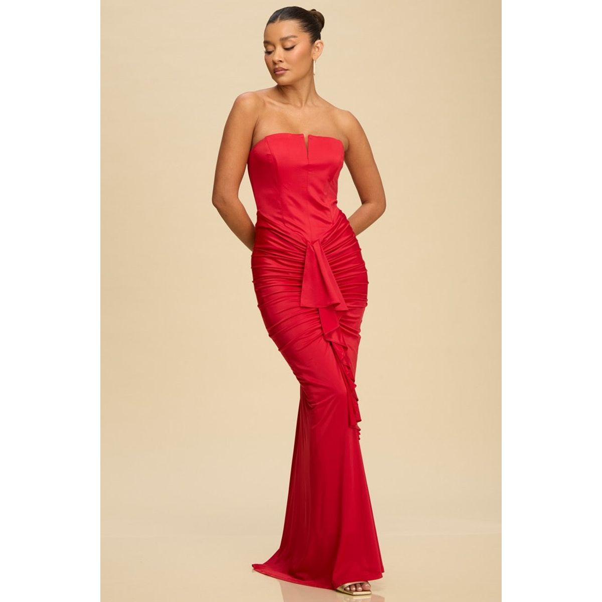 UNIQUE - VESTIDO LARGO WINDSOR ROJO