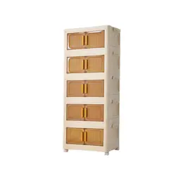 GENERICO - Cajón Armario Multiusos Ropa Y Zapatos Plegable 5 Niveles Blanco Cajonera con ruedas Color Beige Cafe