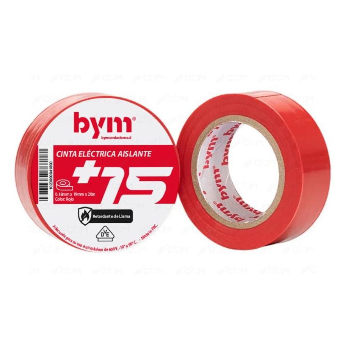 GENERICO - Cinta Aislante PVC 19mm x 20 metros Rojo