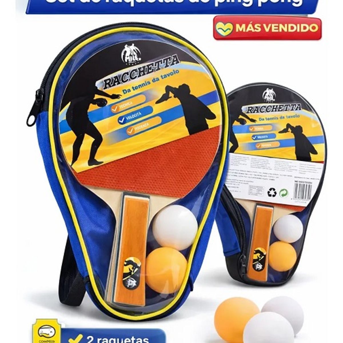 GENERICO - Raquetas De Pin Pon Más 2 Pelotas