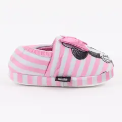 DISNEY - Pantufla Niña Rayas Minnie Mouse Moño Rosado