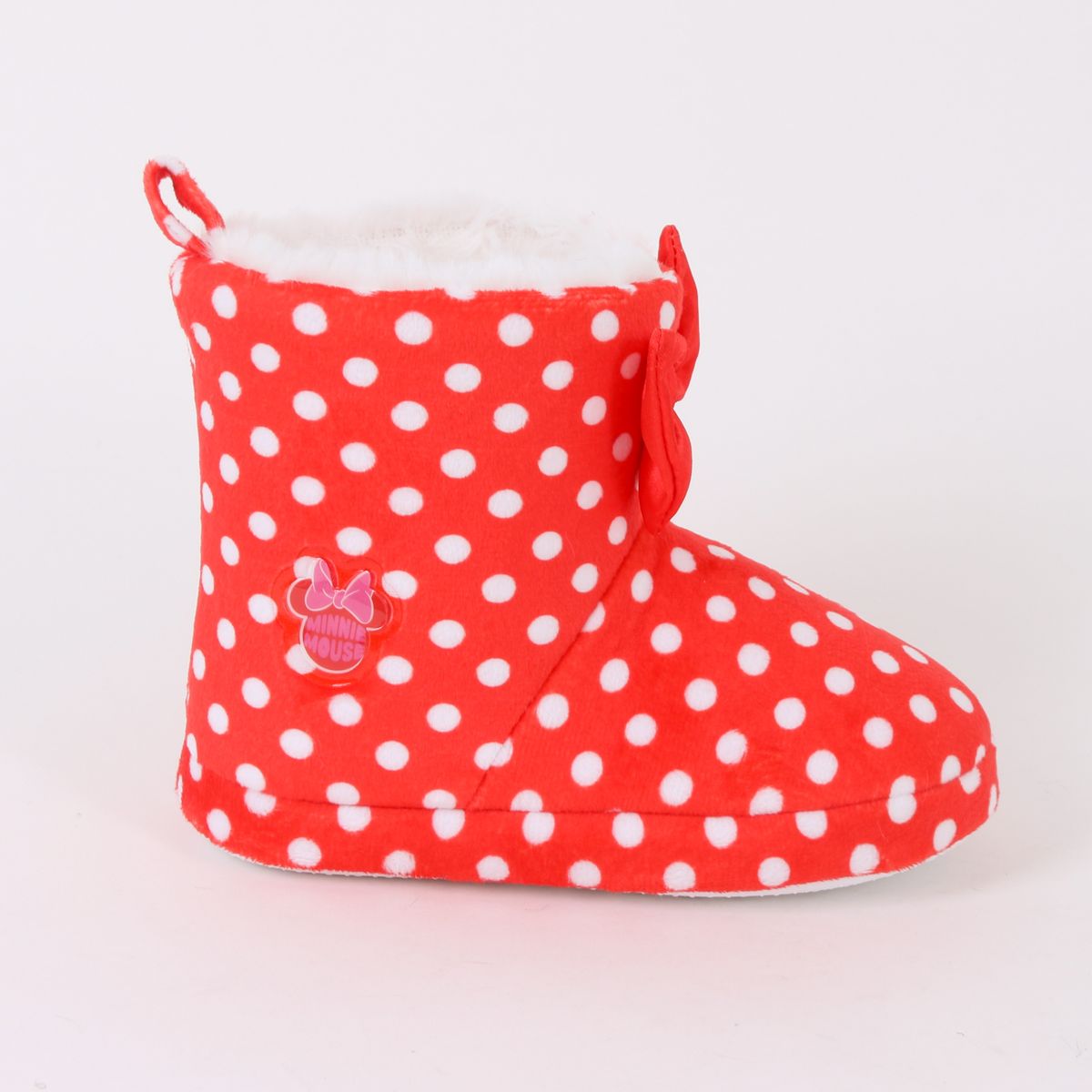 DISNEY - Pantufla Bota Niña Print Puntos Minnie Moño Rojo Disney