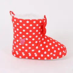 DISNEY - Pantufla Bota Niña Print Puntos Minnie Moño Rojo