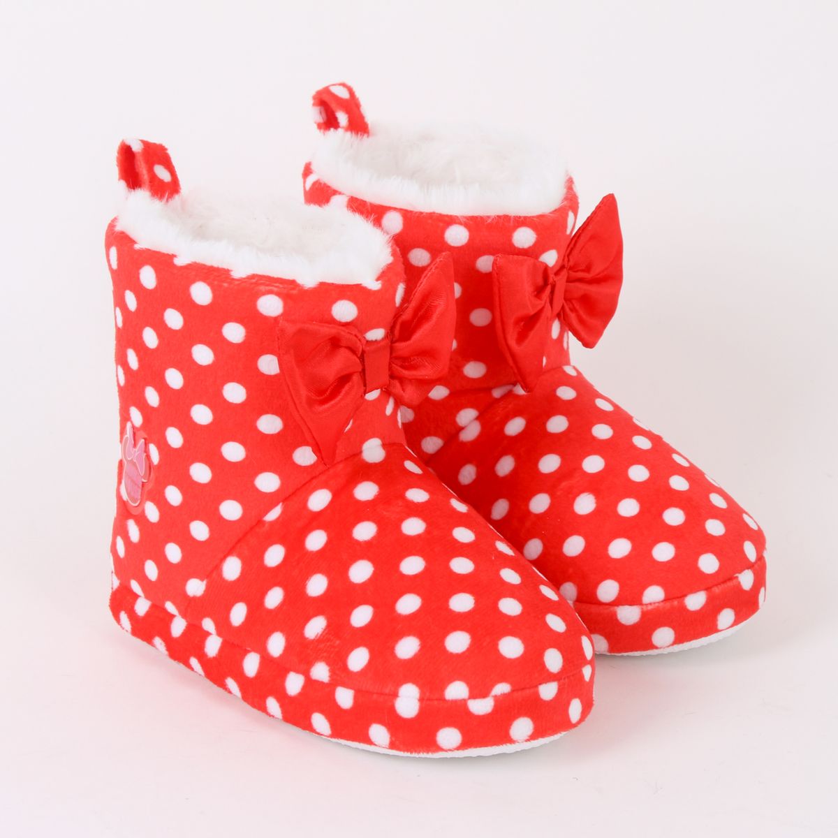 DISNEY - Pantufla Bota Niña Print Puntos Minnie Moño Rojo Disney