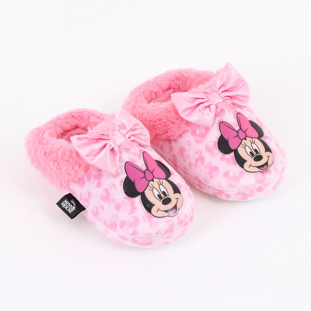 DISNEY - Pantufla Niña Invernal Minnie Mouse Moño Rosado Disney