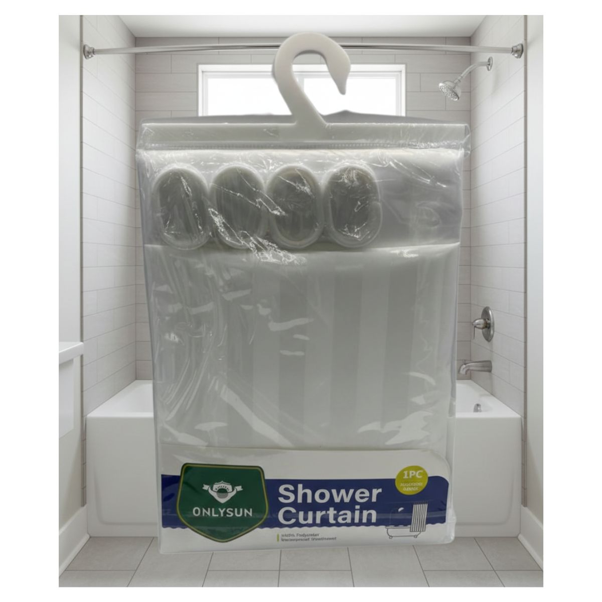 EKOL TACTICA MILITAR - Cortina de Ducha Blanca 100% Poliéster con Tratamiento Impermeable - Incluye Ganchos