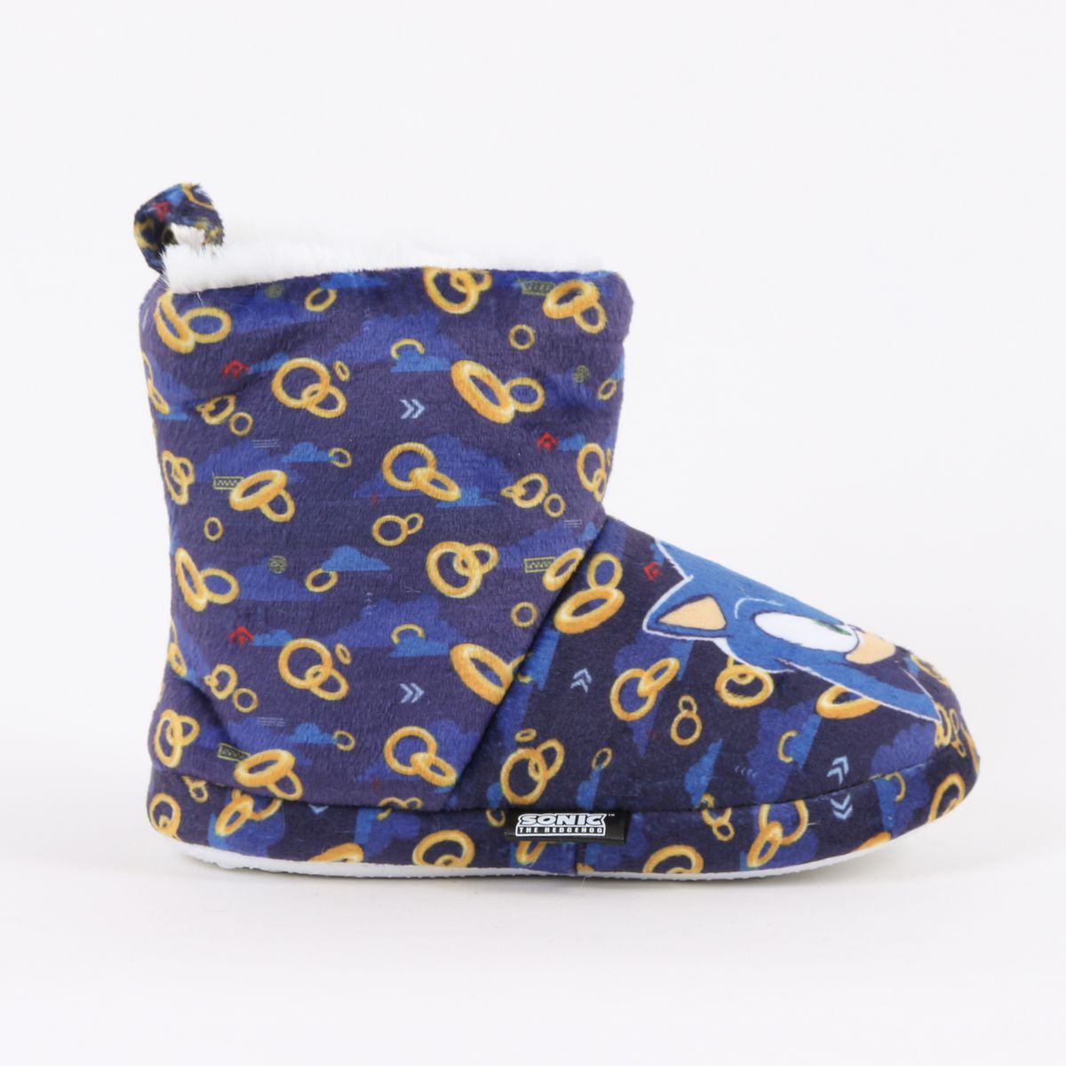 SONIC - Pantufla Bota Niño Invernal Full Print Rings Azul Sonic