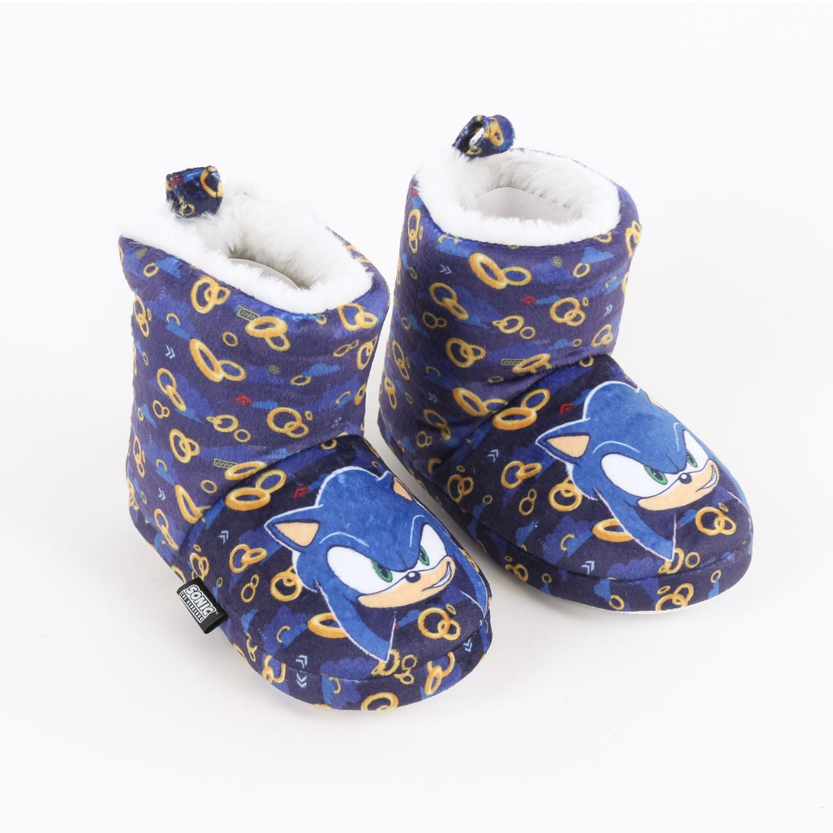 SONIC - Pantufla Bota Niño Invernal Full Print Rings Azul Sonic