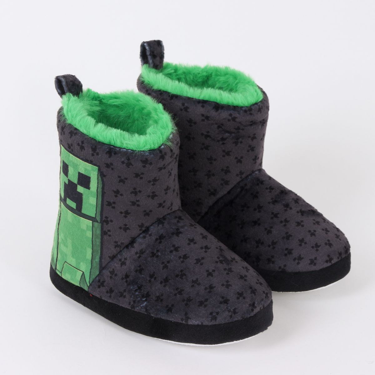MINECRAFT - Pantufla Bota Niño Invernal Creepers Negro Minecraft