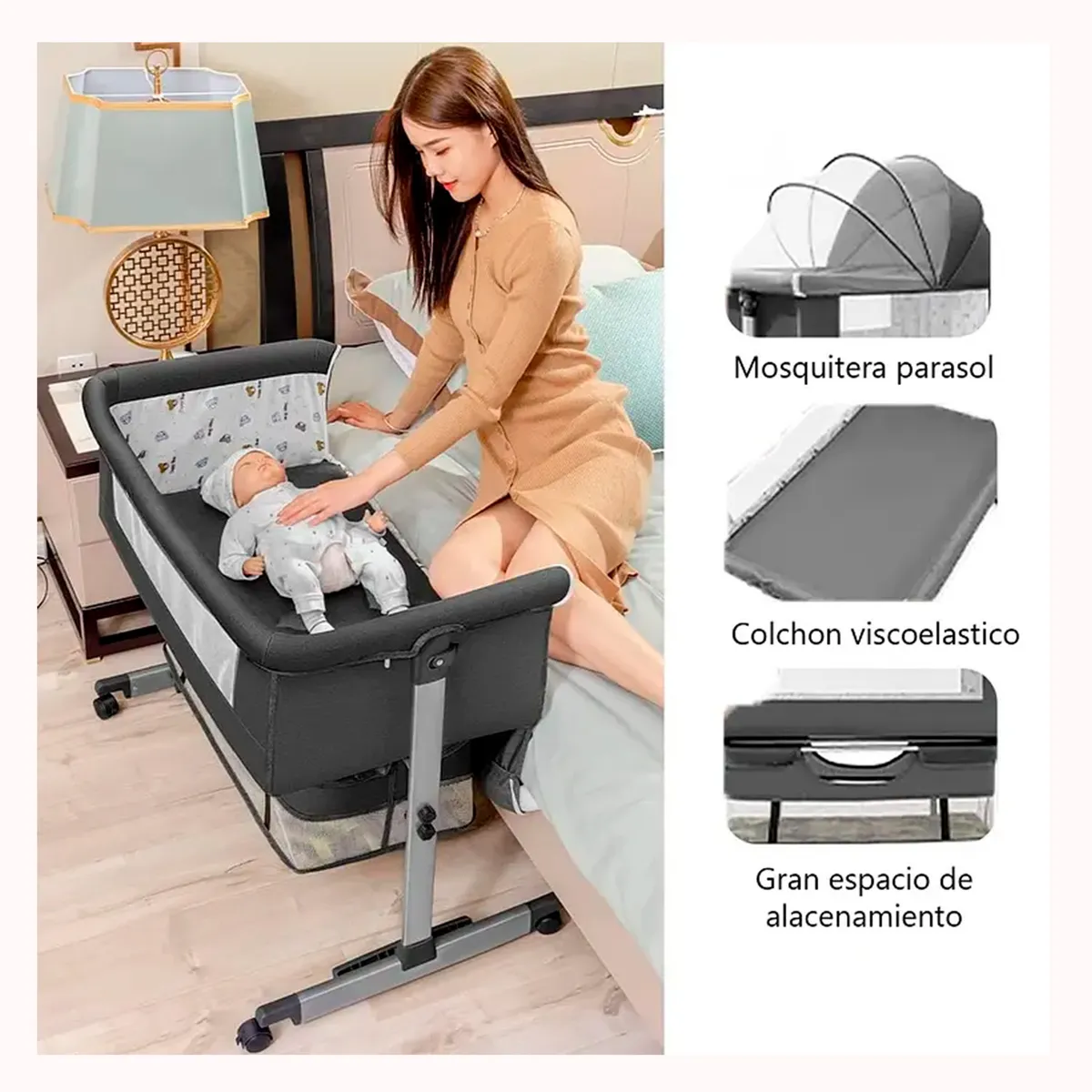 GENERICO - Cuna tipo colecho para bebé con Mosquitero Confortable