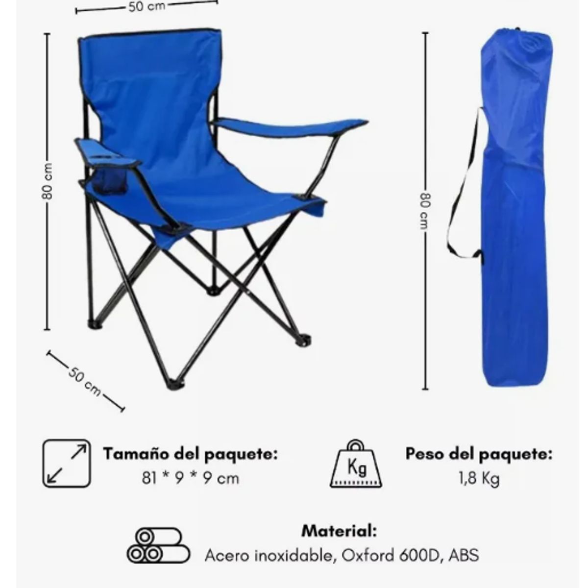 GENERICO - Silla de camping - Unidad color rojo