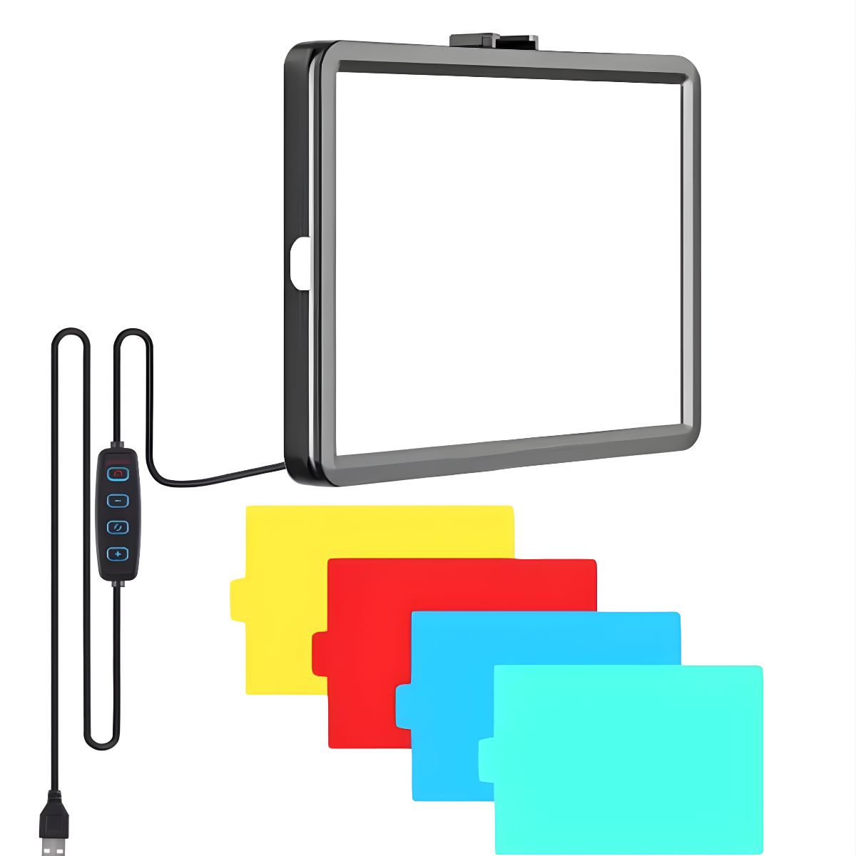 GENERICO - Panel Luz Led Fotografía Video Recargable + Filtros Colores