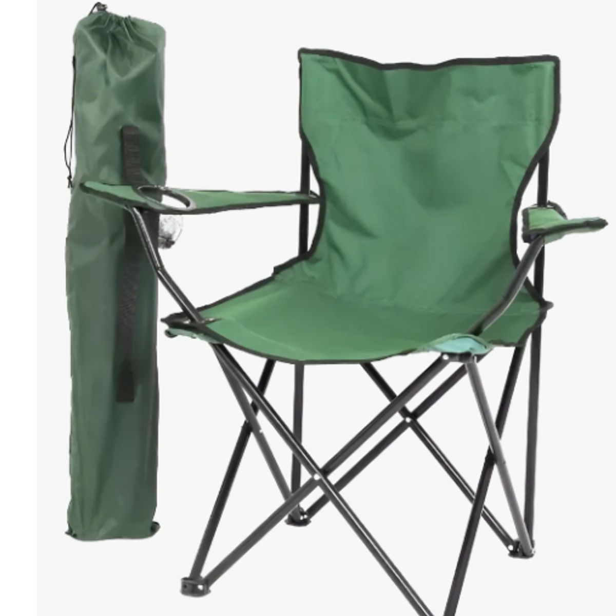 GENERICO - Silla camping plegable color verde con bolso de transporte