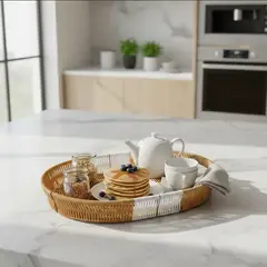 GENERICO - Bandeja De Simil Mimbre Ovalada Con Asas 37 Cm