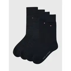 TOMMY HILFIGER - Pack De 2 Calcetines De Rayas Pequeñas Negro