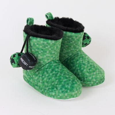 Imagen 2 del producto Pantufla Bota Niño Invernal Pompones Verde