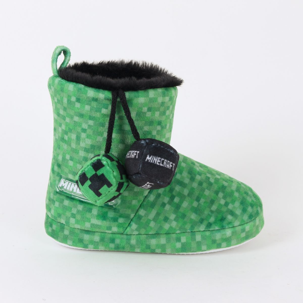 MINECRAFT - Pantufla Bota Niño Invernal Pompones Verde Minecraft