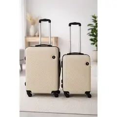 GENERICO - Pack de 2 Maletas Rigidas 10 kg y 18 kg Cabina y Mediana Beige