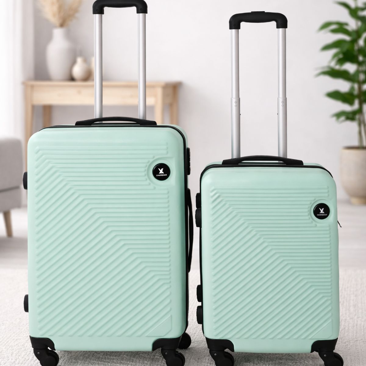 GENERICO - Pack de 2  Maletas Rigidas 10 kg y 18 kg Cabina y Mediana Verde Agua