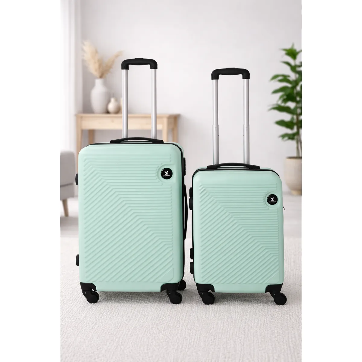 GENERICO - Pack de 2  Maletas Rigidas 10 kg y 18 kg Cabina y Mediana Verde Agua