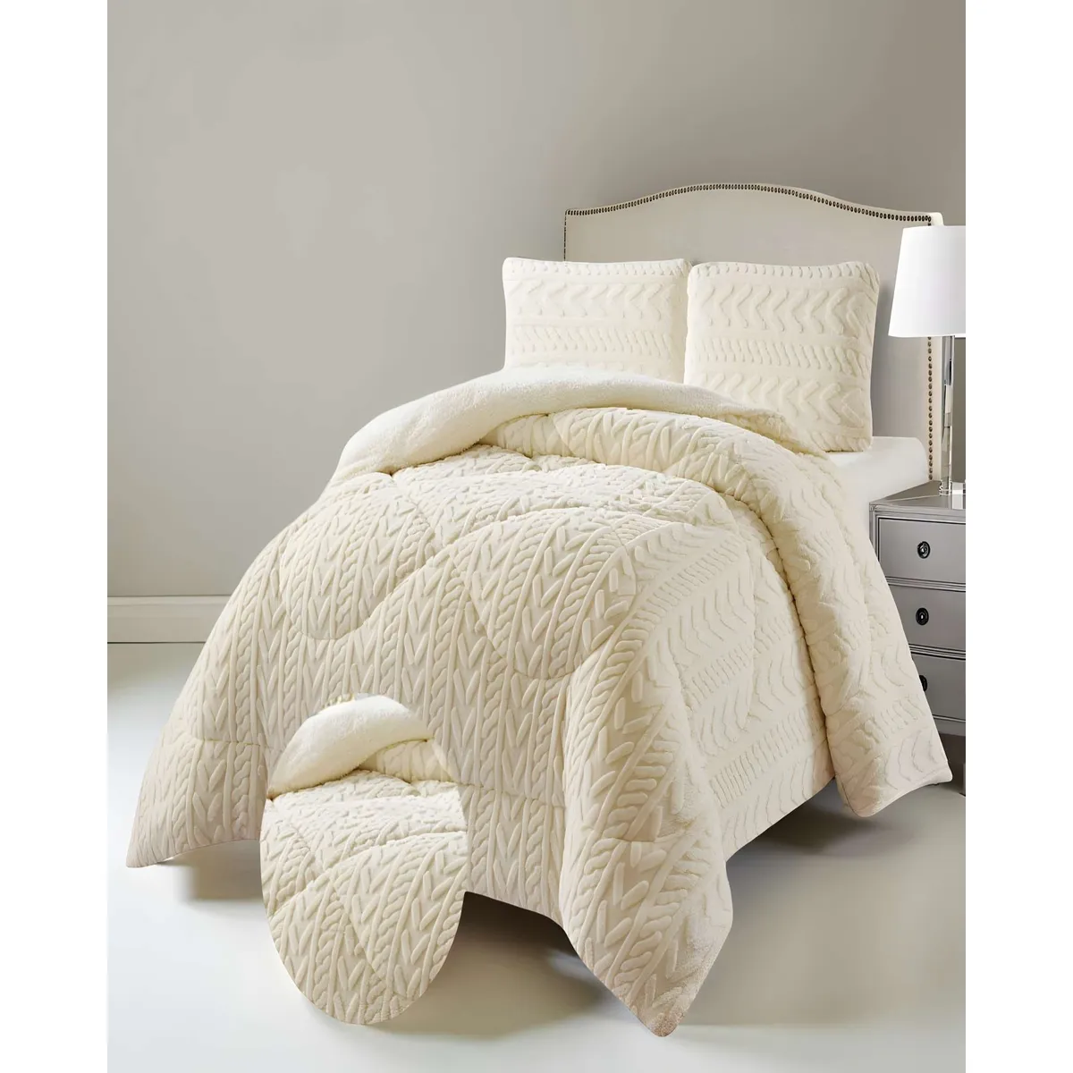 GENERICO - PLUMON DE INVERNO  PLAZA Y MEDIA BLANCO INVIERNO 180x230cm