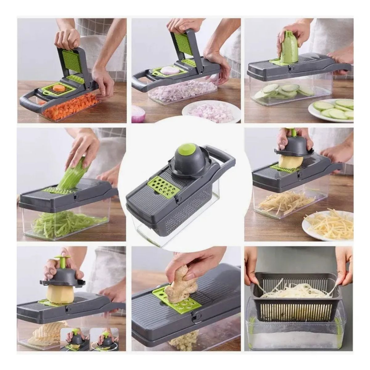 GENERICO - Cortador Picador De Verduras Frutas Multiuso 1 Set 16 Piezas