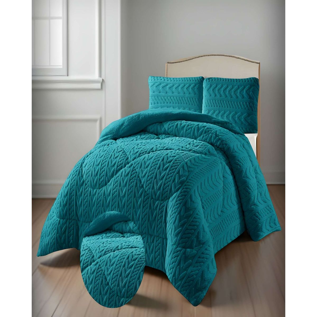 GENERICO - PLUMON DE INVERNO  PLAZA Y MEDIA TURQUESA 180x230cm