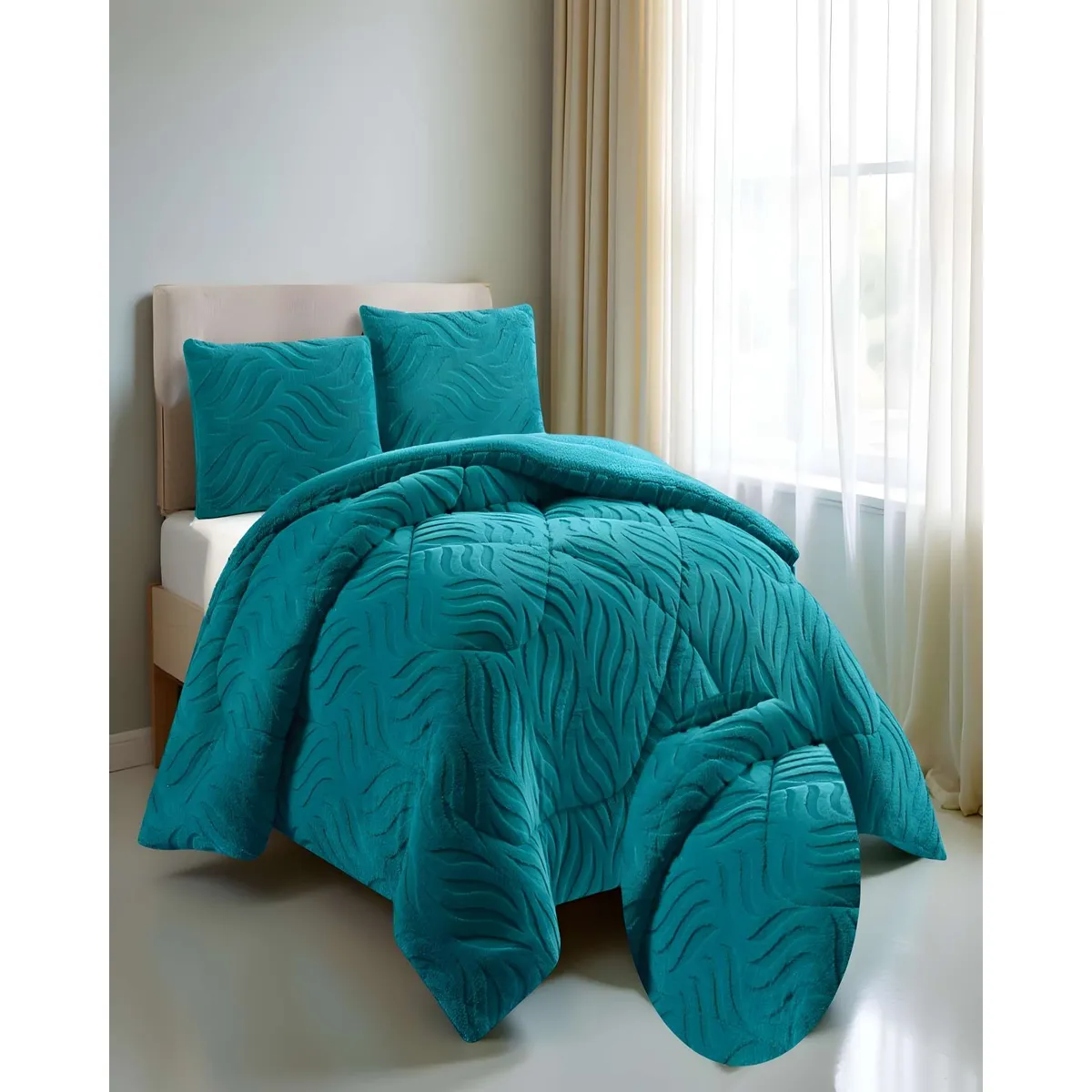 GENERICO - PLUMON DE INVERNO  2 PLAZAS TURQUESA 230x250cm
