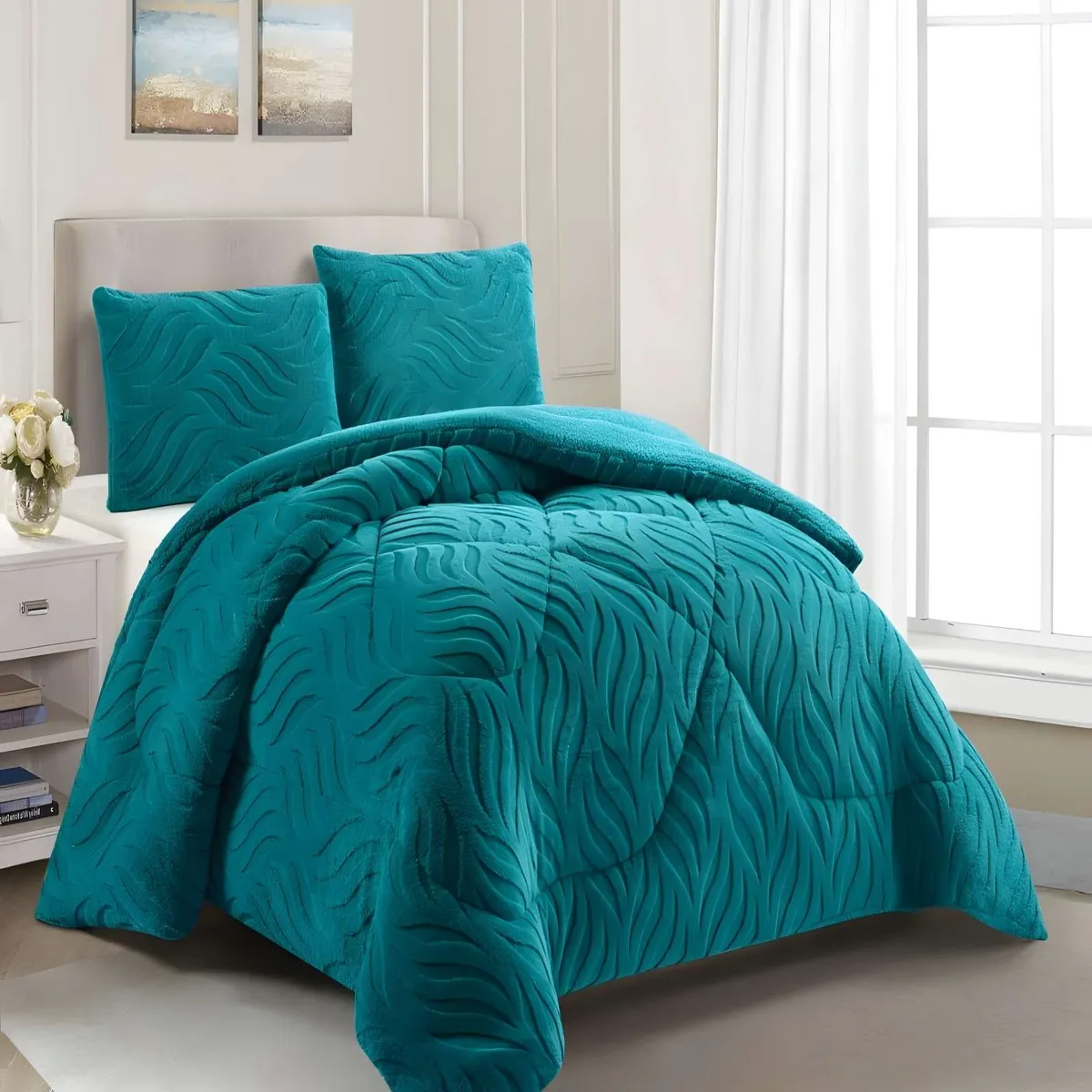 GENERICO - PLUMON DE INVERNO  2 PLAZAS TURQUESA 230x250cm