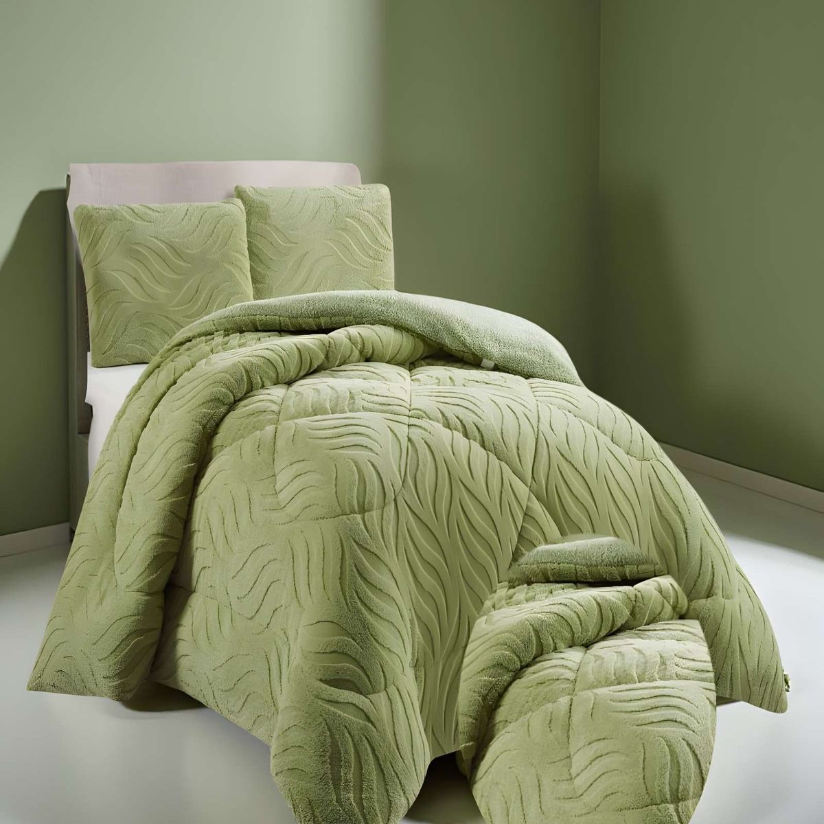 GENERICO - PLUMON DE INVERNO  2 PLAZAS VERDE 230x250cm
