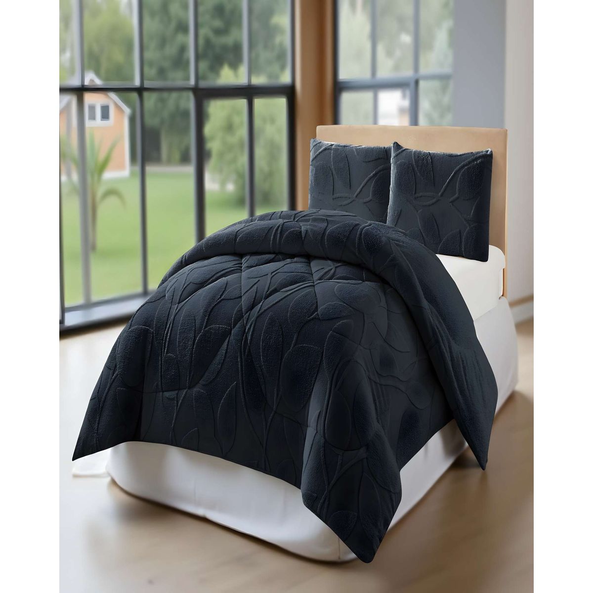 GENERICO - PLUMON DE INVERNO  2 PLAZAS NEGRO 230x250cm