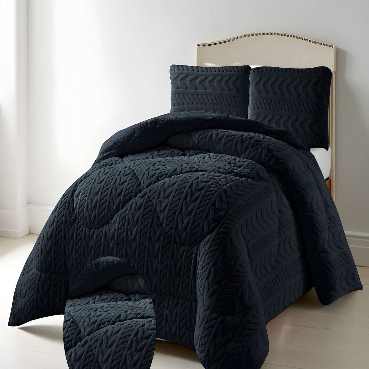 GENERICO - PLUMON DE INVERNO  2 PLAZAS NEGRO 230x250cm