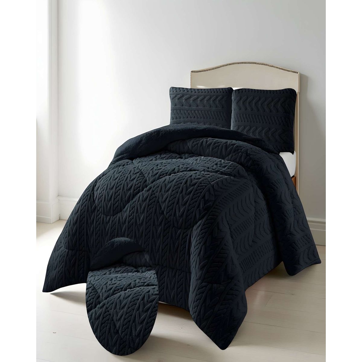 GENERICO - PLUMON DE INVERNO  2 PLAZAS NEGRO 230x250cm