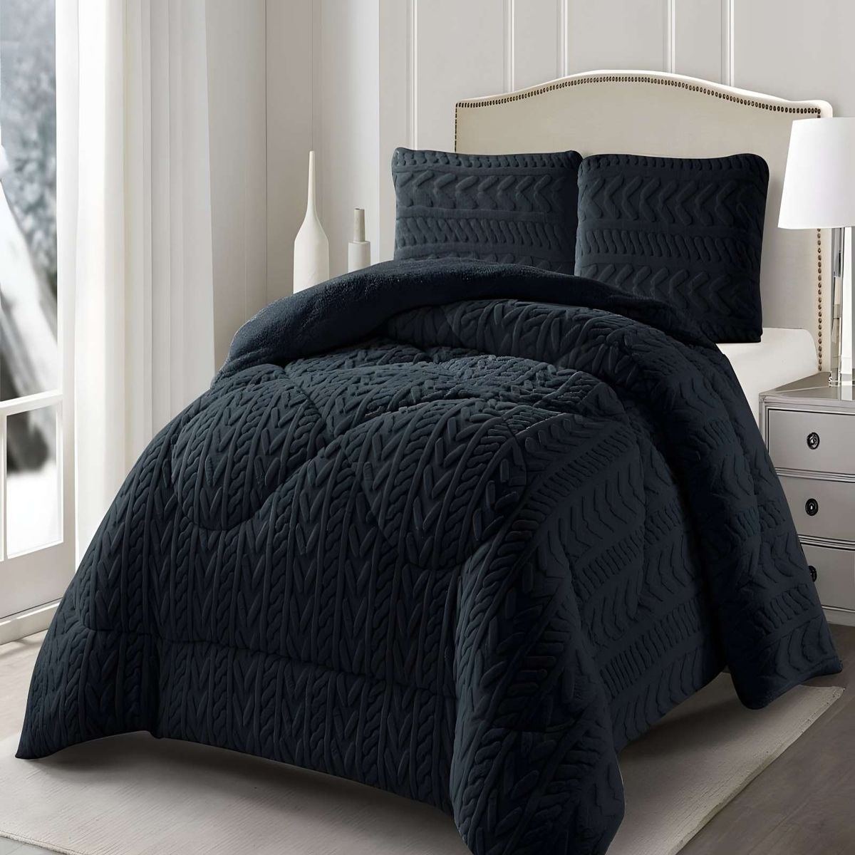 GENERICO - PLUMON DE INVERNO  2 PLAZAS NEGRO 230x250cm