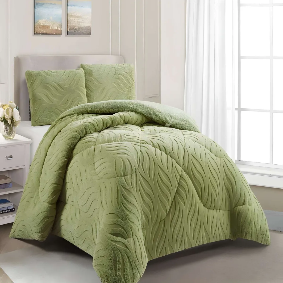GENERICO - PLUMON DE INVERNO  2 PLAZAS VERDE 230x250cm