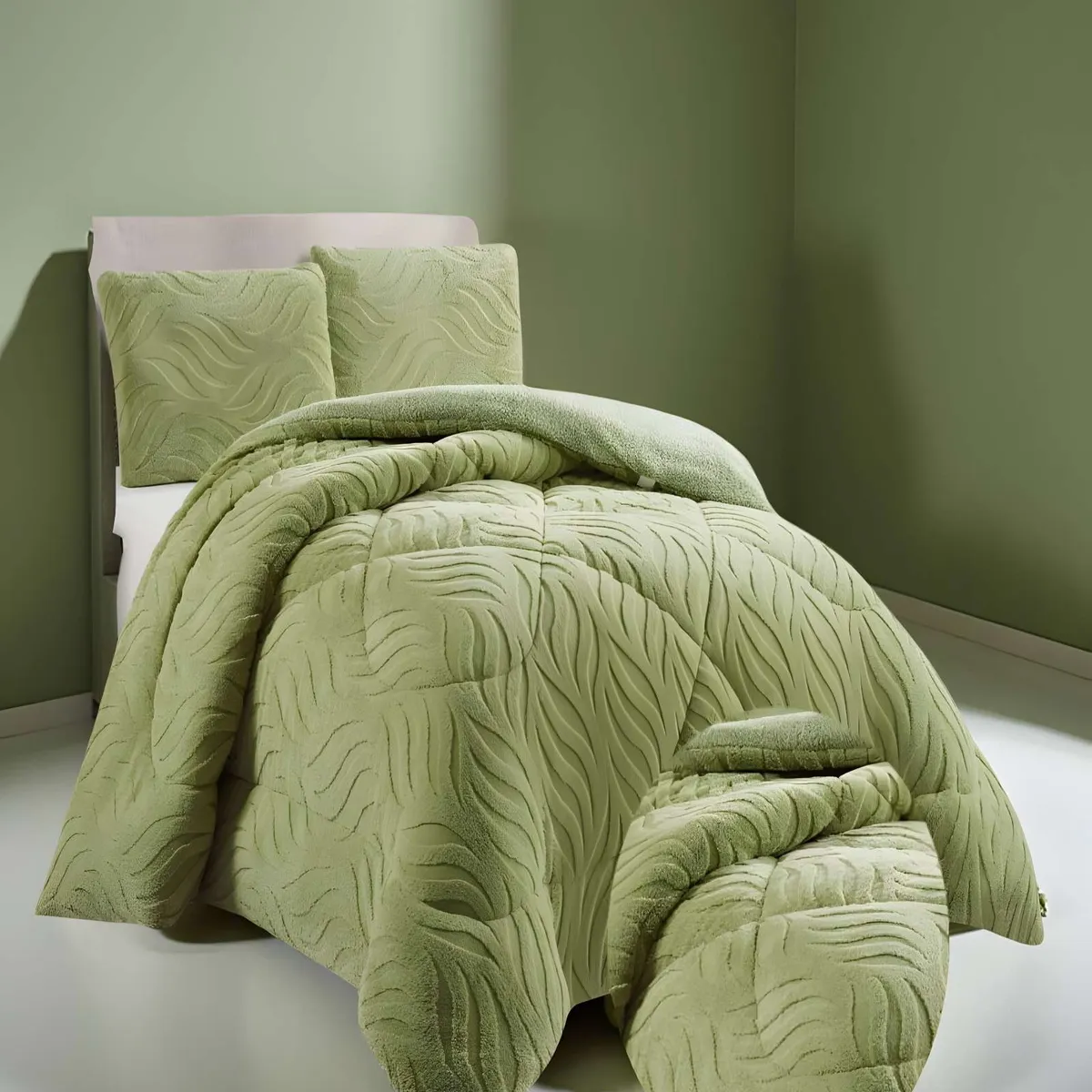 GENERICO - PLUMON DE INVERNO  2 PLAZAS VERDE 230x250cm