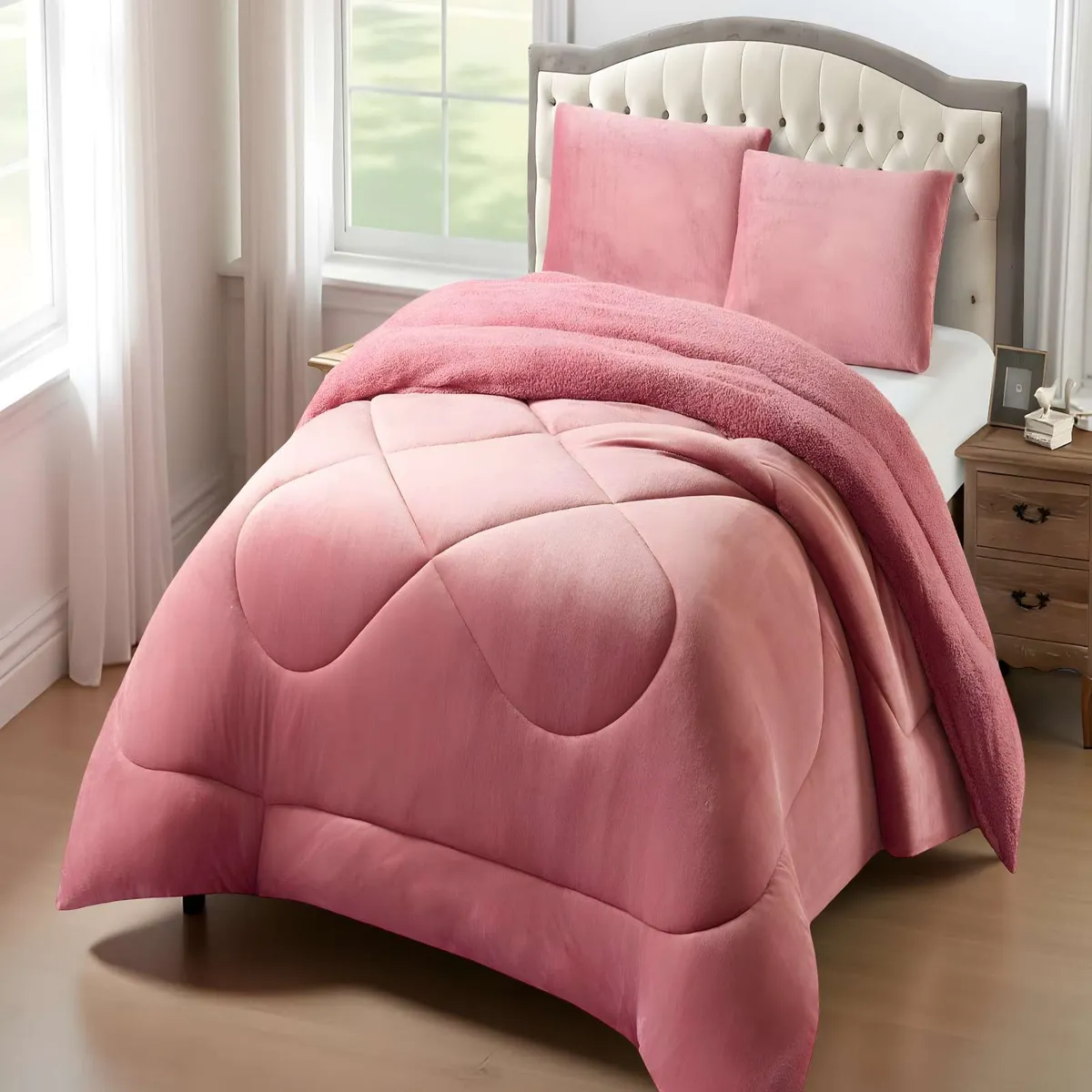 GENERICO - PLUMON  PLUSH CON CHIPORRO PLAZA Y MEDIA ROSADO  180x230cm