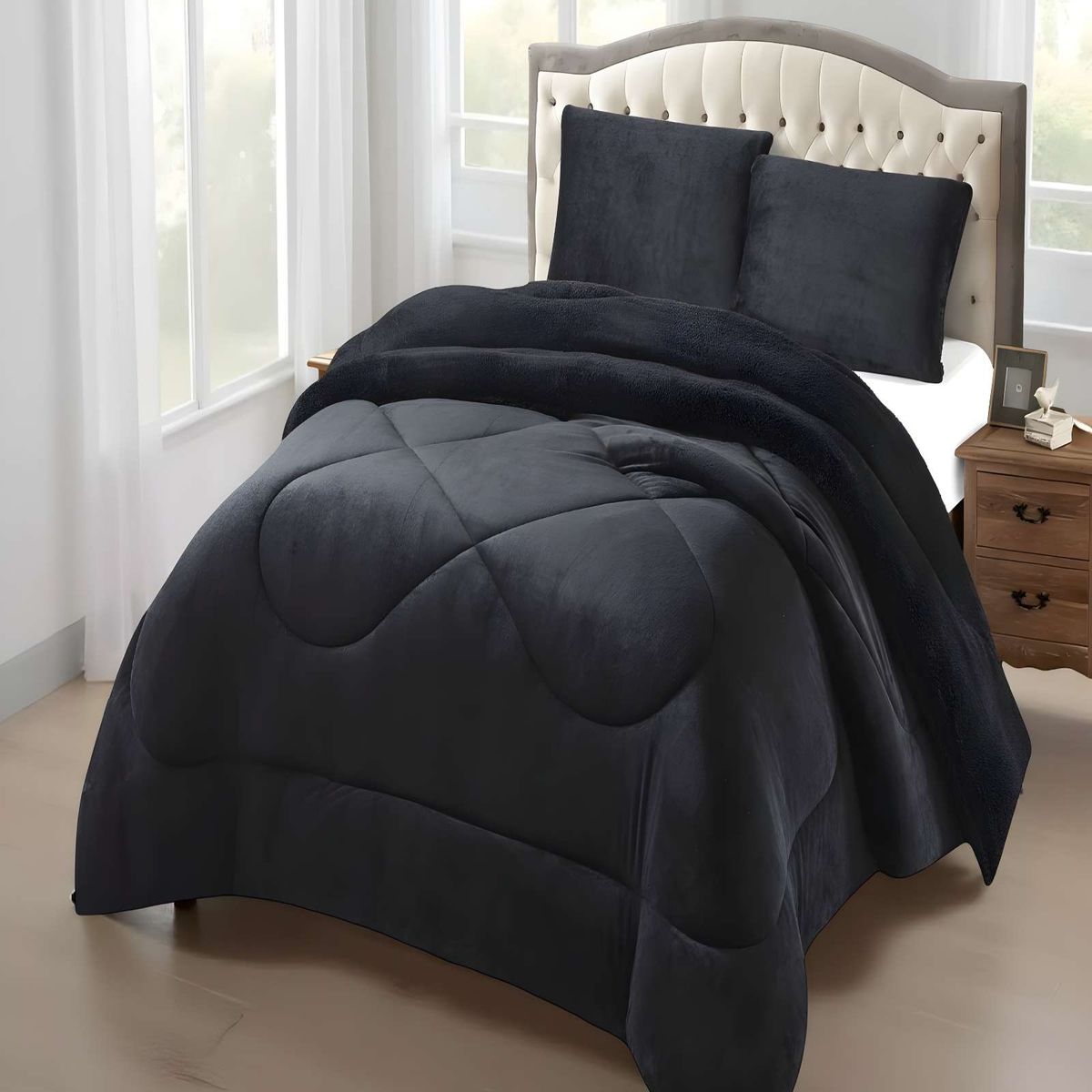 GENERICO - PLUMON  PLUSH CON CHIPORRO PLAZA Y MEDIA NEGRO 180x230cm