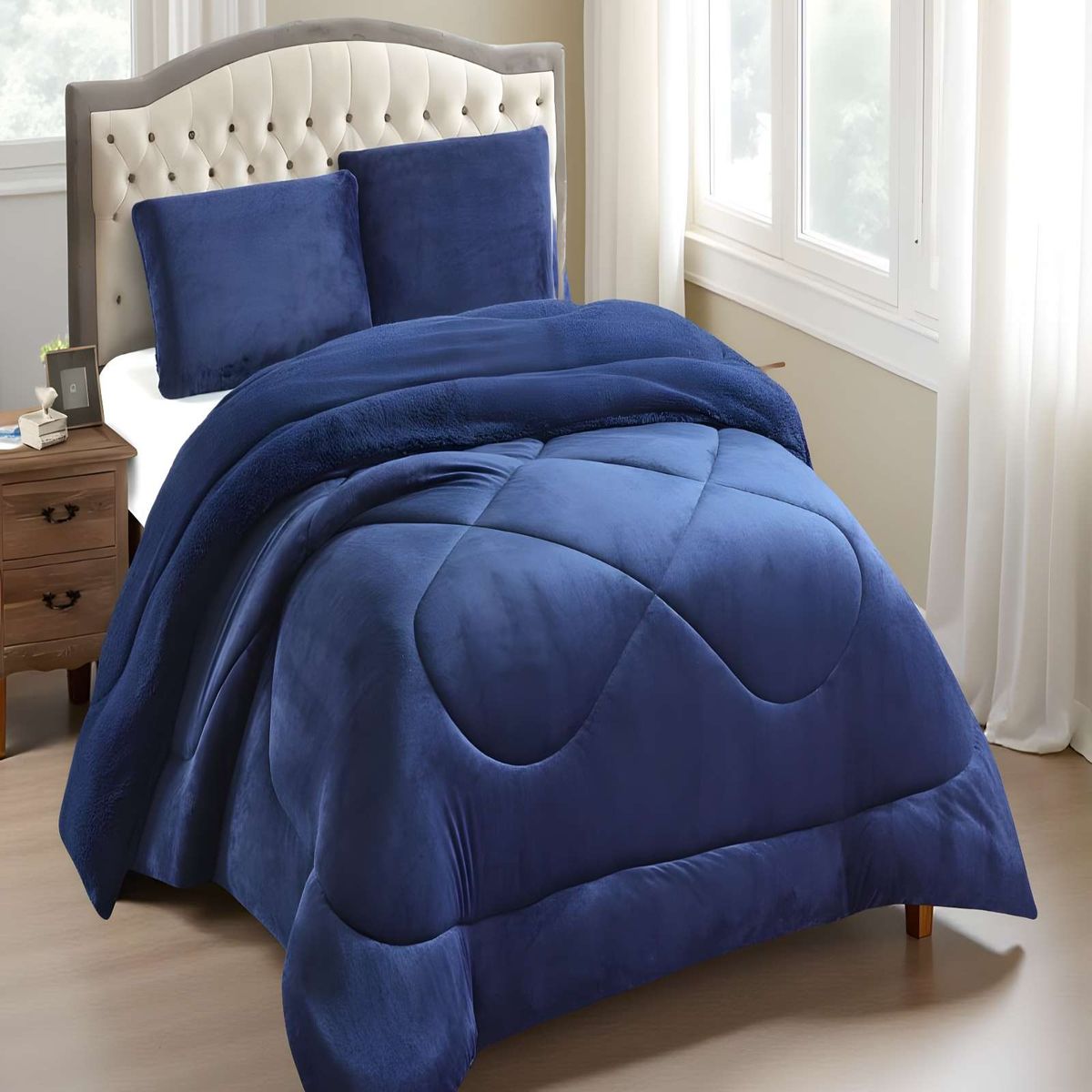GENERICO - PLUMON  PLUSH CON CHIPORRO PLAZA Y MEDIA AZUL 180x230cm