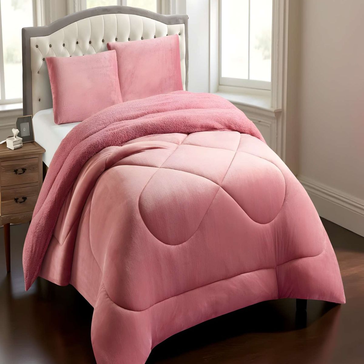 GENERICO - PLUMON  PLUSH CON CHIPORRO 2 PLAZAS ROSADO  230x250cm