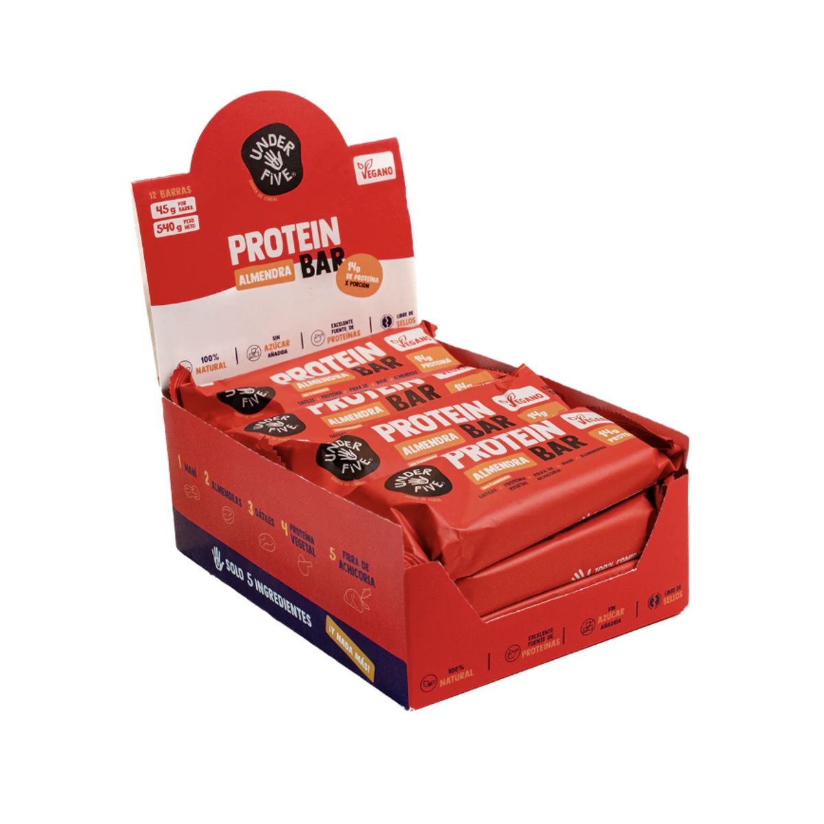 UNDERFIVE - Barra de proteina Underfive - Almendra 12 unidades
