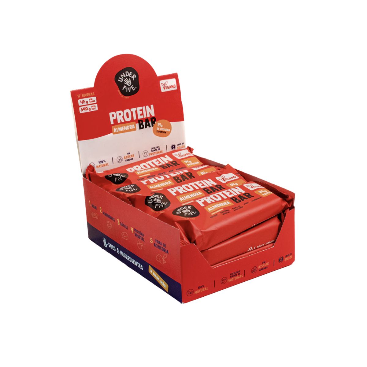 UNDERFIVE - Barra de proteina Underfive - Almendra 12 unidades