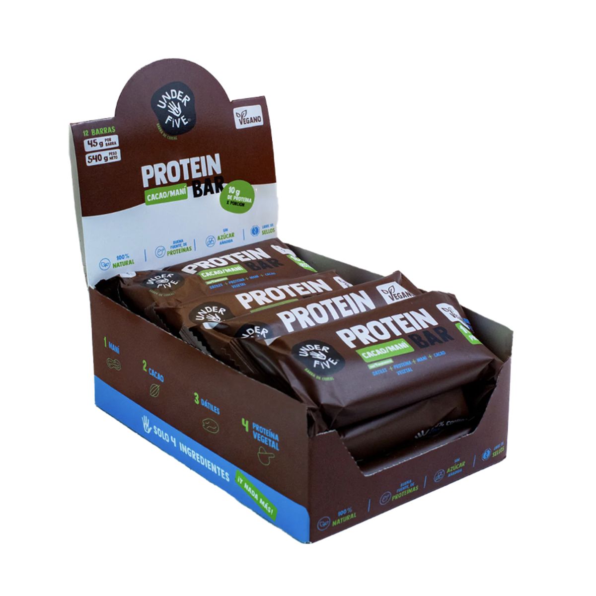 UNDERFIVE - Barra de proteina Underfive - Cacao 12 unidades