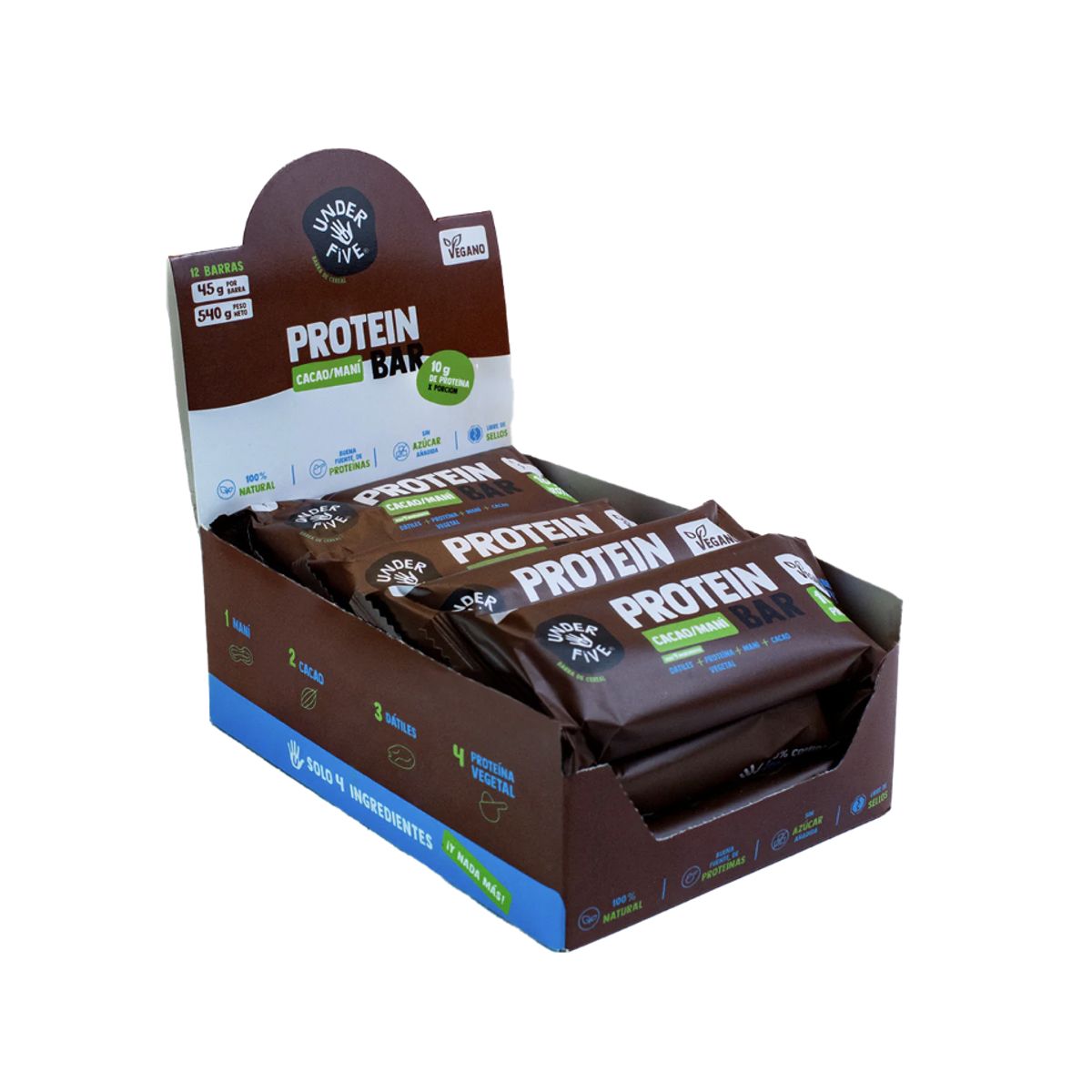 UNDERFIVE - Barra de proteina Underfive - Cacao 12 unidades