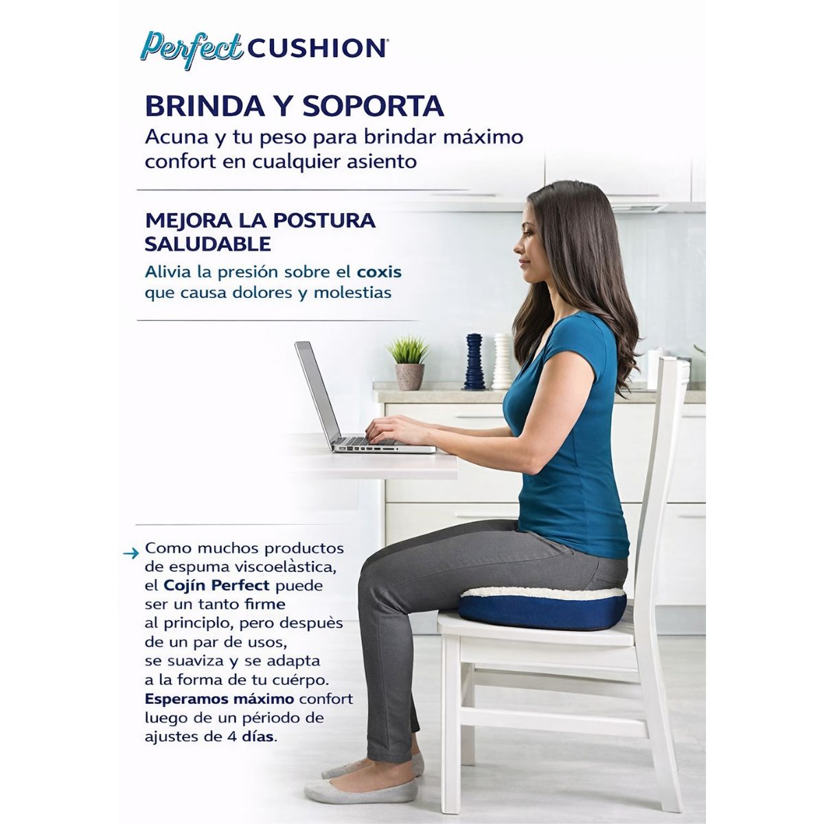 GENERICO - Cojín Gel Espuma Viscoelástica Soporte Lumbar Ergonómico
