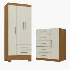 MOVELARIA - Combo clóset 3 puertas + comoda 5 cajones 1 puerta off white r3251