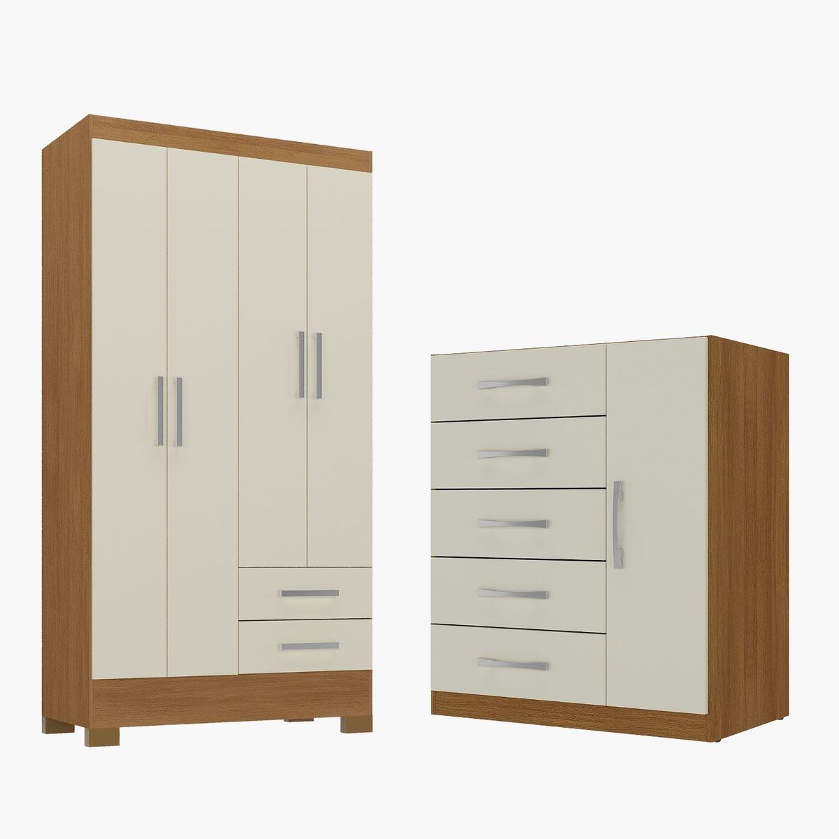 MOVELARIA - Combo clóset 4 puertas + comoda 5 cajones 1 puerta off white r4251