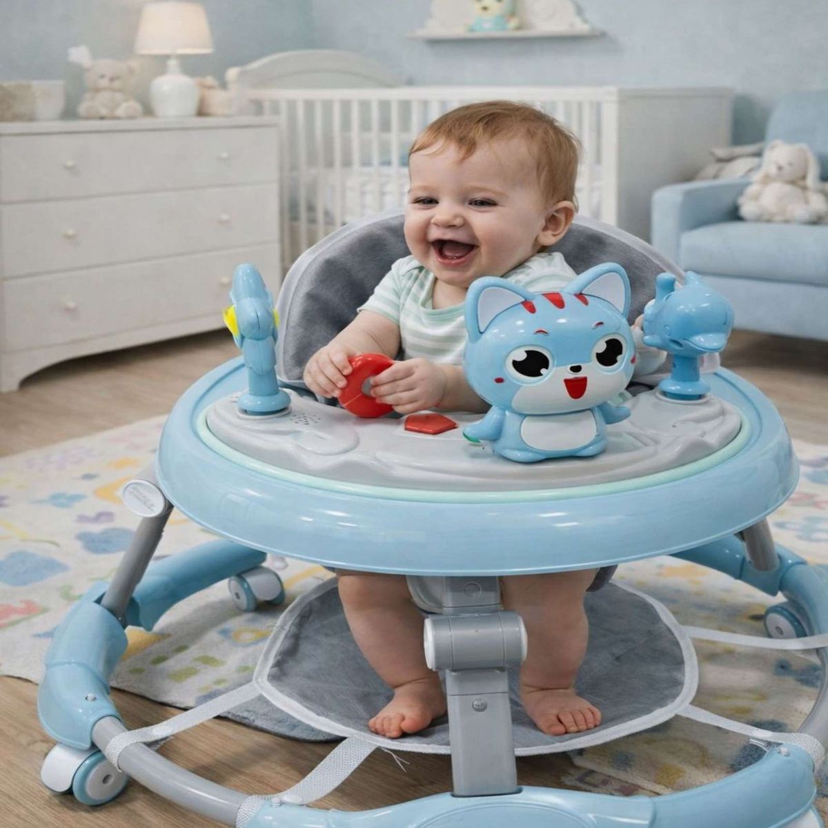 GENERICO - Andador Infantil Ergonomico con Diseño de Conejito y Manija de Empuje