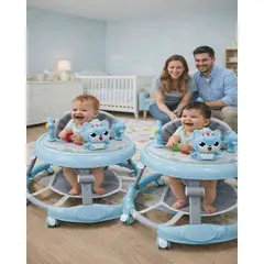 GENERICO - Pack 2 Andador Infantil Ergonomico con Diseño de Conejito y Manija de Empuje Azul
