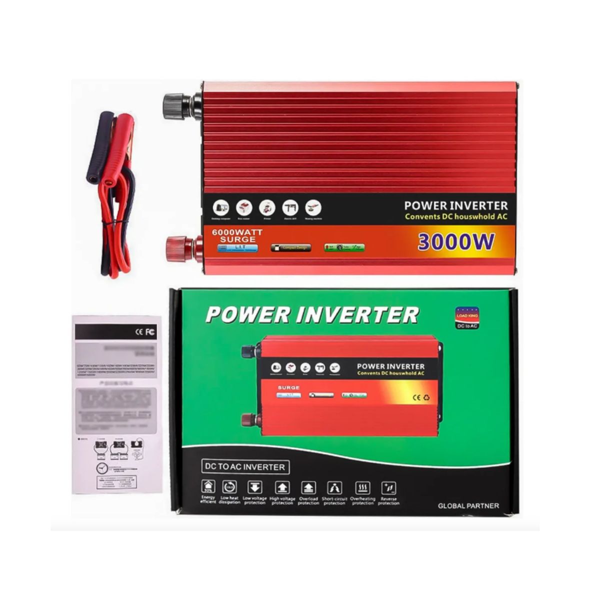 GENERICO - Inversor De Corriente De Coche 3000w 12v220v Convertidor